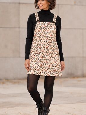 LA Soul Dreamy Mushroom Corduroy Overall Mini Dress | Size M